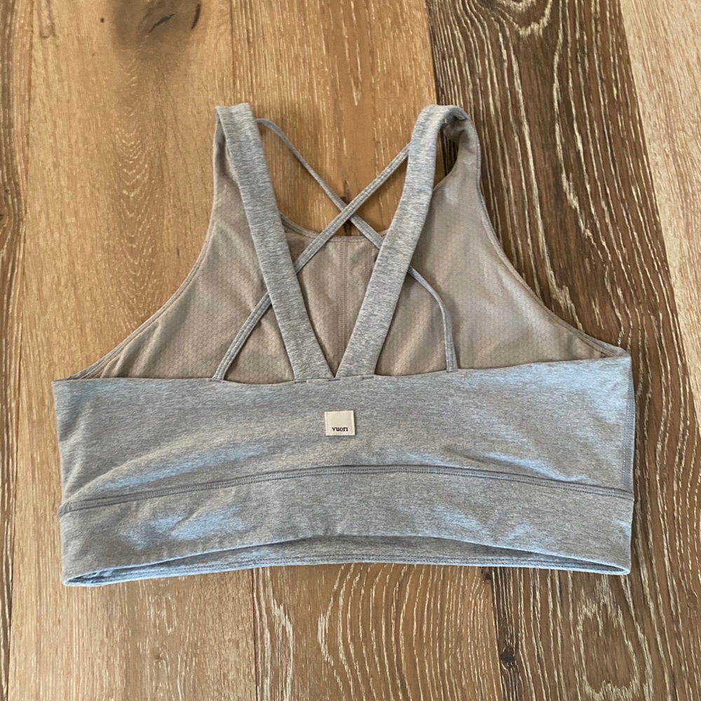 Vuori Gray Strappy Mesh Sports Bra